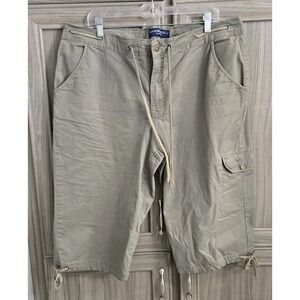 Bandolinoblu Woman Cargo Capri With Drawstring Tie 18W Moss Green